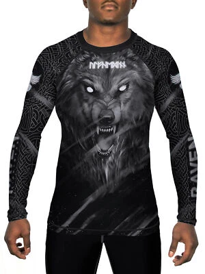 Raven Fightwear Men's Nordic Wolf Warrior Ulfhedinn 2.0 BJJ Rash Guard Long Slee