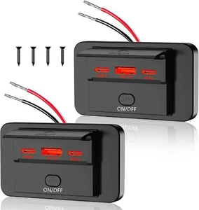 2PCS 3 Ports 12V RV Prise USB 90W, Double PD3.0 Type-C Charge Rapide 72W - Photo 1 sur 31