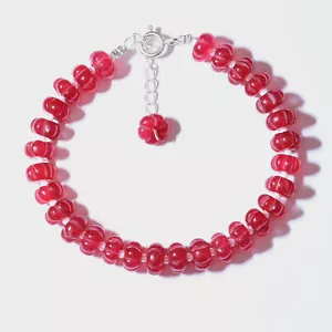 Bracciale argento sterling 925 bellissimo zucca avventurina rossa 8 mm pietre... - Foto 1 di 10
