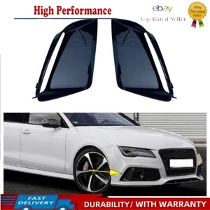 2Pcs For Audi RS7 2014-18 Glossy Black LH&RH Front Bumper Fog Light Border Frame - Picture 1 of 8
