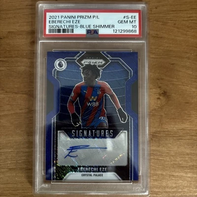 2021-22 Panini Prizm EPL Signatures Blue Shimmer Eberechi Eze Auto PSA 10 ! - Image 1 of 2
