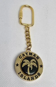 Cayman Islands Souvenir Keychain Gold Tone Palm Tree Travel Gift Tropical Beach - Picture 1 of 2