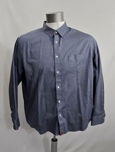 🇺🇲 Untuckit Wrinkle Free Relax Fit 100% Cotton Shirt XXL Blue Speck - Foto 1 di 7