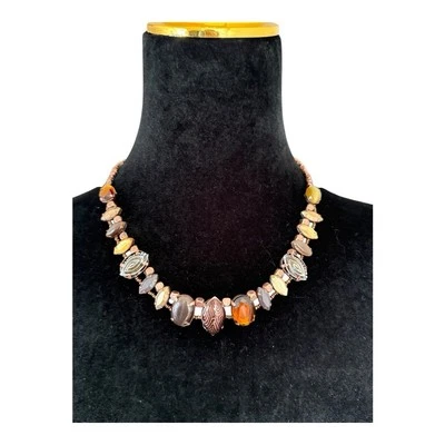 Collar Boho Chico’s Dorado Y Marrón Con Cuentas Nuevo Con Etiquetas Foto 1 de 3