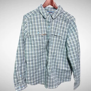 Patagonia Shirt Womens Medium Long Sleeve Button Up NEW Blue Hiking Outdoor - Picture 1 of 9