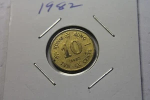 1982 Elizabeth II 3rd  Hong Kong 10 Cent Nickel Brass Coin - Picture 1 of 2