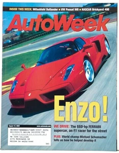 Autoweek Magazine Aug 12, 2002- Ferrari ENZO, VW Passat W8, Mitsubishi Outlander - Picture 1 of 7
