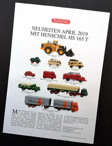 Wiking Produktblatt "Neuheiten April 2019", DIN A4, 2 Seiten, Neu! - Bild 1 von 1