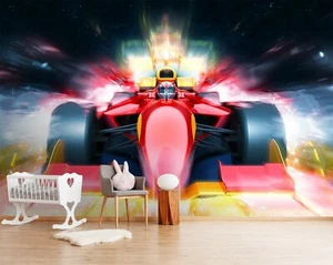 3D Racing Car Cool G115 Transport Wallpaper Mural Self-adhesive Removable Wendy - Picture 1 of 7