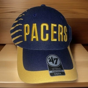 Indiana Pacers Hat Cap NBA Basketball FlexFit Blue Yellow Indy Indianapolis Adj - Picture 1 of 4