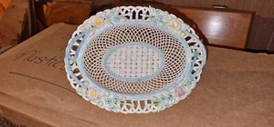 Belleek Ireland Beautiful Old Hand Woven Oval Basket - Picture 1 of 13