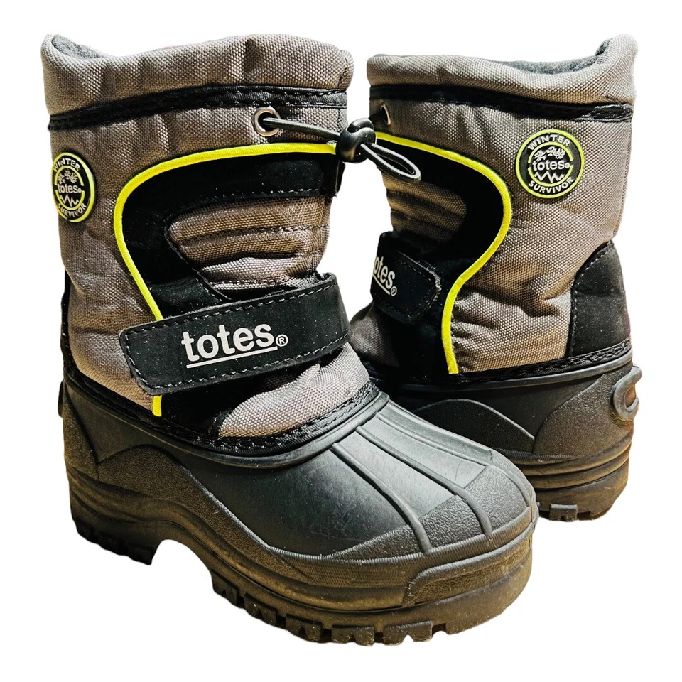 TOTES Fairy-T Gris Negro Lona Invierno Botas Niño Pequeño Niños Pequeños Talla 10 Nieve Foto 1 de 4