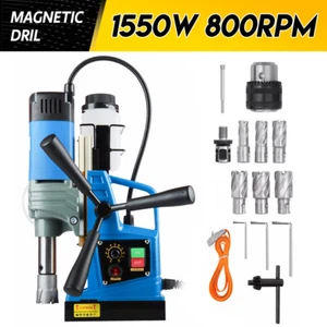 Magnetic Drill 1550W 2922lbf/13000N Portable Mag Drill Press 500RPM 6 Bits Blue - Picture 1 of 23