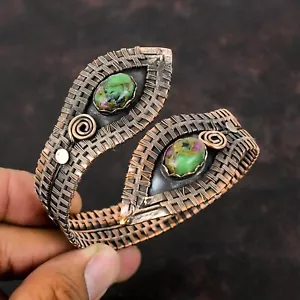 Ruby Zoisite Jewelry Copper Gift For Mom Wire Wrapped Cuff Adjustable Bangle - Picture 1 of 6