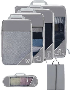 Compression Packing Cubes for Suitcases, Extensible Travel Cubes, Organizer Bags - Picture 1 of 7