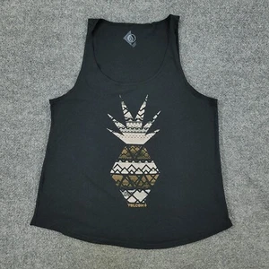 Volcom Tank Top Shirt Women Medium Black Pineapple Logo Spell Out Graphic Adult - Picture 1 of 14