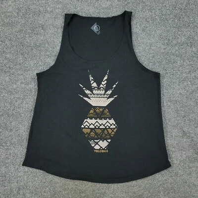 Volcom Tank Top Shirt Women Medium Black Pineapple Logo Spell Out Graphic Adult - Image 1 of 4