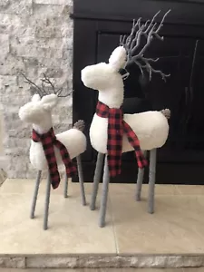 Nuova sciarpa 2 ceramiche fienile bianco sherpa/orsacchiotto plaid renna Natale med/large - Foto 1 di 8