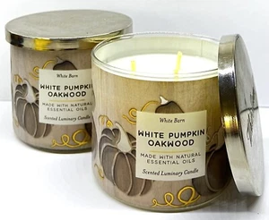๐2 BATH & BODY WORKS WHITE BARN WHITE PUMPKIN OAKWOOD 3 WICK๐ - Picture 1 of 1