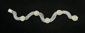 PULSERA MEDALLÓN 4 HILOS PLACA ORO AMARILLO PLATA ESTERLINA SÓLIDA TURCA de colección - Imagen 1 de 11