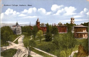 Postal universitaria Amherst vista de pájaro Massachusetts 1910 EO - Imagen 1 de 2