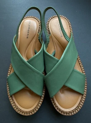 Sandalias Robert Clergerie Freedom Platform para mujer talla 39 EE. UU. 8,5 de cuero verde Foto 1 de 4