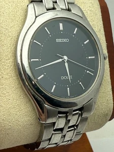 SEIKO Dolce 8J41-6030 SACL001 Black Dial Quartz Watch New Battery VG 34 mm - Picture 1 of 12