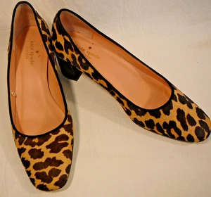 Kate Spade EUC Leopard Print Calf Hair Leather Classic Square Toe Pumps Sz 9 M - Picture 1 of 9