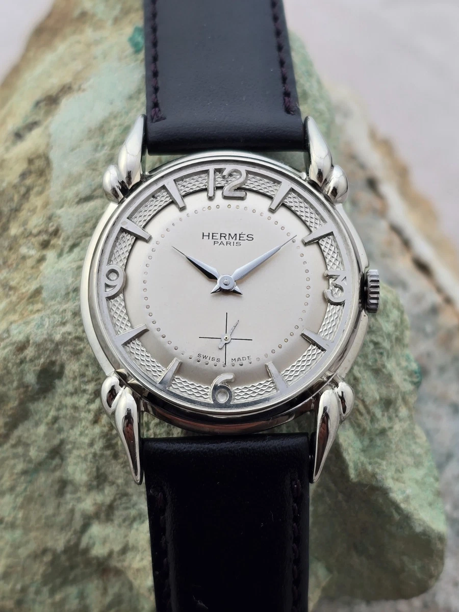 【HERMES】vintage pierce Hermès VINTAGE HERMES RING CIRCA HANDBAG 1970 BLACK BOX LEATHER