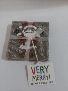 Beaded Santa Drink Coasters (Set Of 4) - Picture 1 of 4