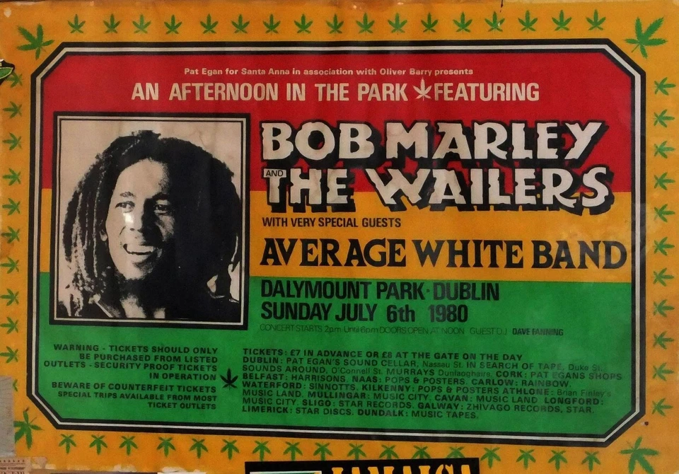 Bob Marley&The Wailers-Dalymount Park,Dublin,Ireland 06/07/1980 concert poster - Image 1 of 1