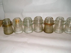 Lot Of 5 Vintage Clear Glass Insulators Hemingray & Whithall Tatum Co. No. 1 - Picture 1 of 6