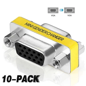 10Pcs VGA 15-Pin Connector Adapter, Female to Female Mini Gender Changer Coupler - Picture 1 of 7