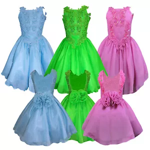 Abito corto formale bambina e bambina sfilata ballo festa verde fucsia rosa blu - Foto 1 di 10