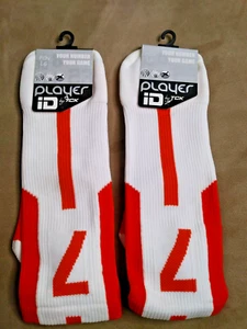 Player ID by TCK 1 Pair of Soccer Socks Orange/White #8 Size L - NEW - Picture 1 of 4