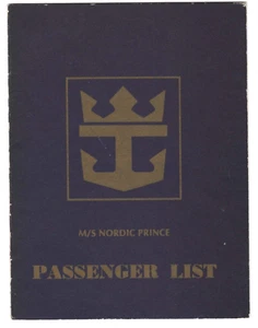 15. Oktober 1977 Royal Caribbean Cruise Line M/S Nordic Prince Passagierliste - Bild 1 von 3