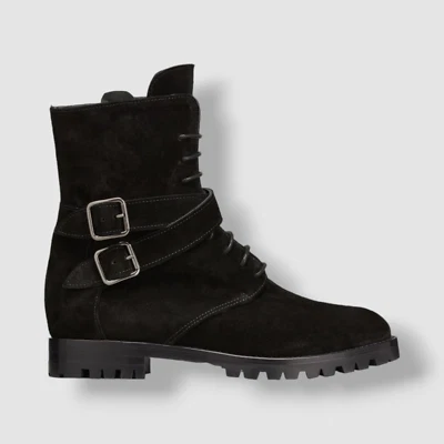 $1195 Manolo Blahnik Mujer Negro Tiniosa Gamuza Corto Moto Bota Zapatos Talla 41 Foto 1 de 4
