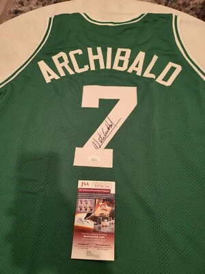 Nate Archibald Autographed/Signed Jersey JSA COA Boston Celtics Tiny Nate - Image 1 of 4