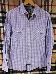 English Laundry Christopher Wicks Blaque Label lila kariert LS Knopfleiste Hemd M - Bild 1 von 3