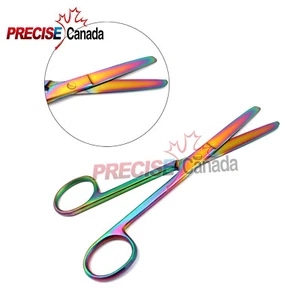 1 Each Rainbow Color Operating Dissecting Surgical Scissors BLUNT/BLUNT Straight - Picture 1 of 2