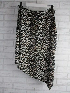 Basque womens aysmetric skirt black beige leopard print 12 - Picture 1 of 11
