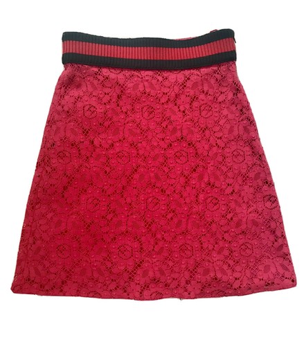 Gucci Web splendida gonna in pizzo fucsia rosa taglia 42 vestibilità taglia S small M