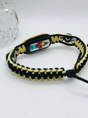 Pulsera de Santa Muerte Metal Plateada e imagen Hilo Doble Tejida Reversible Foto 1 de 2