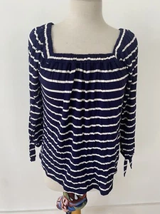 Cable & Gauge Women's Blue White Long Sleeves Casual Top Blouse Shirt Size M - Picture 1 of 7