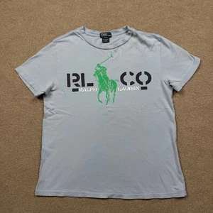 Polo Ralph Lauren Youth Shirt Size L 14 - 16 Blue Short Sleeve Crew Neck Vintage - Picture 1 of 8