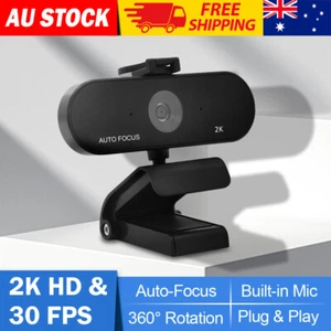2K HD Webcam + Microphone USB For PC Desktop Laptop Web Camera with Auto Focus - Picture 1 of 6