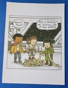 Postcard Starwars Rey and Pals Jeffrey Brown 4.75"x6.5" Borrow Outfit - Picture 1 of 2