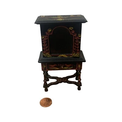Artisan Dollhouse Miniature Painted China Cabinet Bureau Bookcase Bespaq? - Image 1 of 4