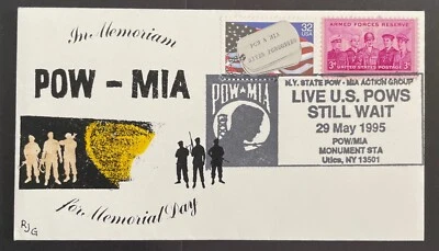 Hand-colored cover canceled May 29, 1995 POW/MIA Monument  Station - Utica, NY - Image 1 of 3