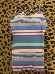 Ivivva Girls Power Y Tank Top Size 12 Pastel Stripe Support Racerback Colorful - Picture 1 of 4